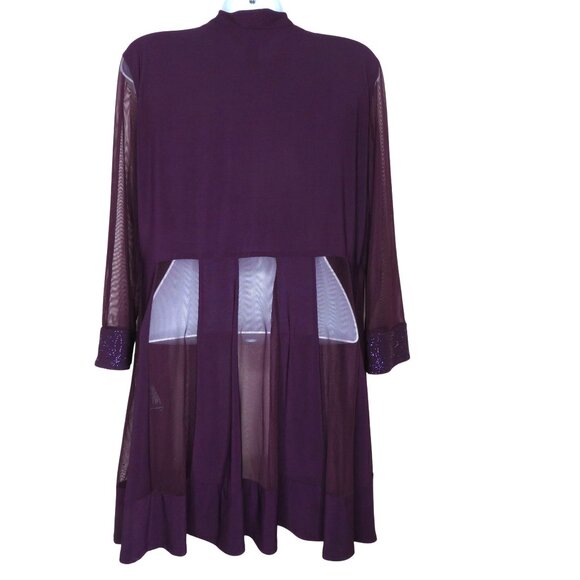 R&M Richards Dress Jacket S Plum Purple Shimmer Sheer Cruise Wedding Party - Picture 8 of 16